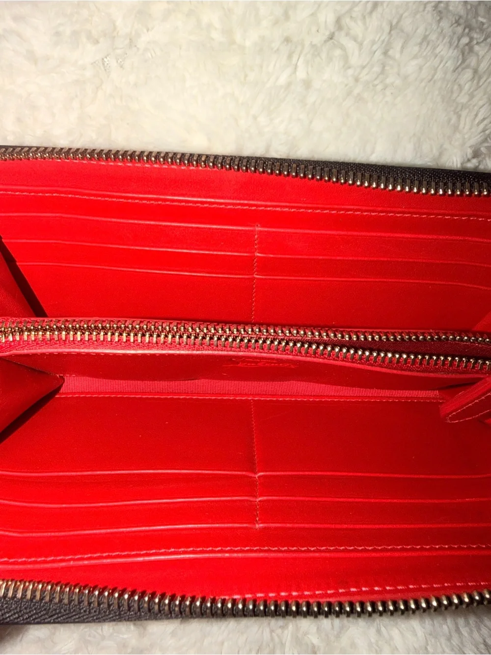 Christian Louboutin Black Zip-Around Wallet with Red, Blue & White Studs